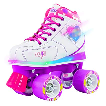 Crazy Skates Flash Roller Skates | LED Light Up Skates | Great Beginner Skate for Kids | White