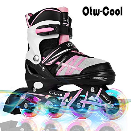 Otw-Cool Adjustable Inline Skates for Kids and Adults Rollerblades with All Wheels Light up, Safe and Durable inline roller skates for Girls and Boys, Men and Ladies