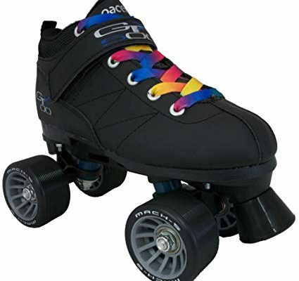 Black Pacer Mach-5 GTX500 Quad Speed Roller Skates w/ 2 Pair of Laces Rainbow & Black Review