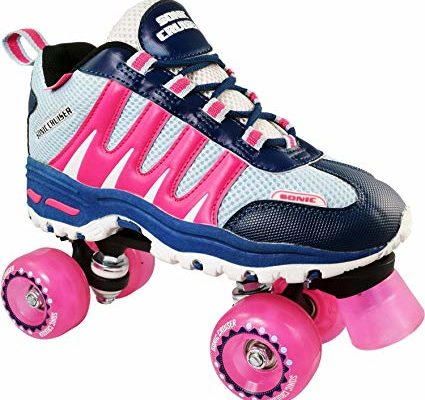 Roller Skates for Adults and Kids | Sonic Cruiser Unisex Quad Roller Skates with Sneaker Shoe Style for Indoor/Outdoor Skating (Pink) Review