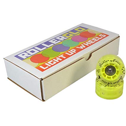 GoldenHorse Multicolor Light Up Quad Roller Skate Wheels - Yellow Urethane
