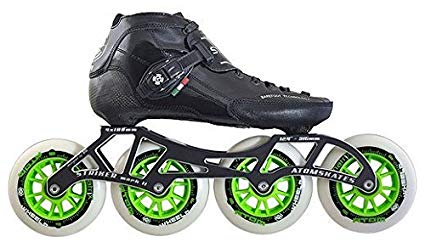 Luigino Strut Black Boot, Striker 4×100 12.4″ Frame, Matrix Green 100mm Wheel, Abec 7 Bearing, Inline Speed Skate Review