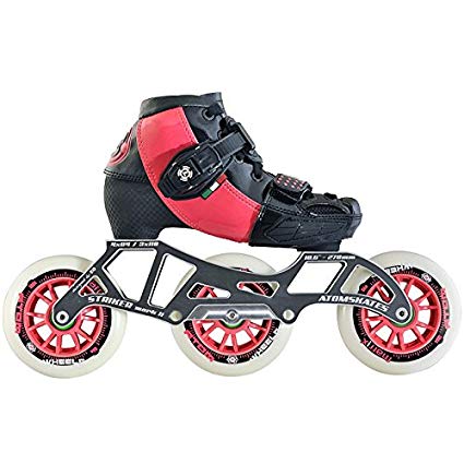 Atom Luigino Kid's Adjustable Challenge 3 or 4 Wheel Inline Speed Skate Package with Striker Frame, & Atom Matrix Wheels - 2 Adjustable Sizes and 4 Vibrant Colors