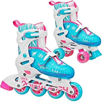 Roller Derby RD 2N1 Inline/Quad Roller Skates Combo, Girl Shoe Size 3-6