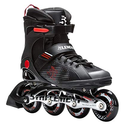 5th Element Stealth Mens Performance Fitness Inline Skates, Black and Red Rollerblades