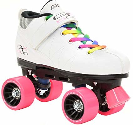 White Pacer Mach-5 GTX500 Quad Speed Roller Skates w/ 2 Pair of Laces (Rainbow & White) Review