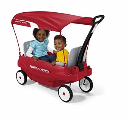 Radio Flyer Deluxe Family Canopy Wagon 8.5″ Dura-Tred tires for a quiet ride Review