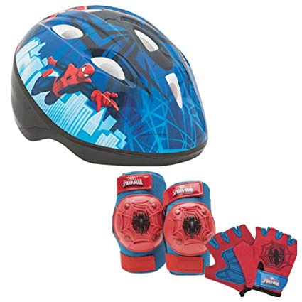 Marvel Spiderman Kids Toddler Skate / Bike Helmet Pads & Gloves - 7 Piece Set