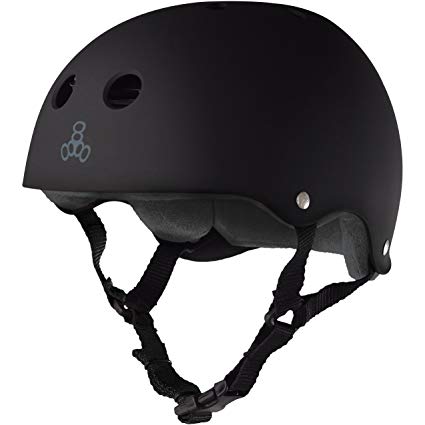 Triple 8 Brainsaver Rubber Helmet with Sweatsaver Liner (Black Rubber, X-Large)