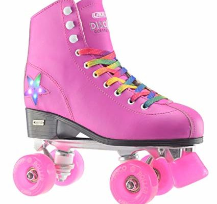 Crazy Skates LED Disco Roller Skates | LED Light Up Flashing Stars | Pink with Rainbow Laces Review