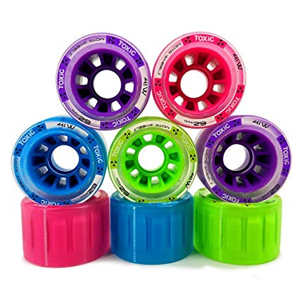 MOTA Grip Toxic Hybrid Roller Derby Skate Wheels - Available in 5 different colors - Two Sizes 62x41mm & 59x38mm - Great for Indoor or Outdoor surfaces 88A Hardness