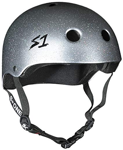 S1 Lifer Silver Gloss Glitter Roller Derby BMX Longboard Skateboard Helmet Size Small
