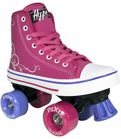 Hype Pixie Kids Roller Skates for Kids Children - Girls and Boys - Kids Rollerskates - Childrens Quad Derby Roller Skate for Youths Boy/Girl - Kids Skates (Blue, Pink)