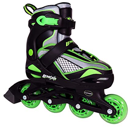 Lenexa Viper Kids Rollerblades - Patines Roller Blades for a Kid (Girl/Girls, Boy/Boys) - Adjustable Comfortable Inline Skates for Children (Black/Green)