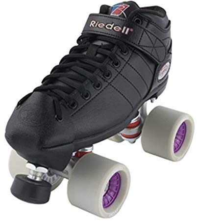 Riedell R3 Derby Plus Quad Roller Speed Skates w/ Wide Purple Presto Wheels