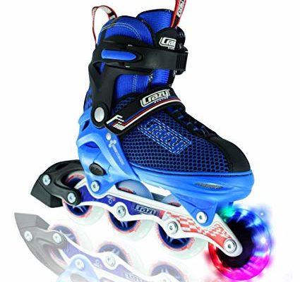 Crazy Skates Boy’s LED Adjustable Inline Skates | Light up wheels | Adjusts to fit 4 Shoe Sizes | Blue with Mesh Boot | Pro Model 168 Review