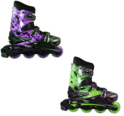 Linear Roller Blades - Inline Skates for Women, Men, Kids - Adult & Child Patines Roller Skate Blade - Rollerblades Women/Rollerblades Men (Green Lazer, Purple Camo)
