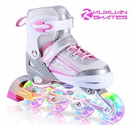 Kuxuan Inline Skates Adjustable for Kids,Saya Girls Rollerblades with All Wheels Light up,Fun Illuminating for Girls and Ladies Review