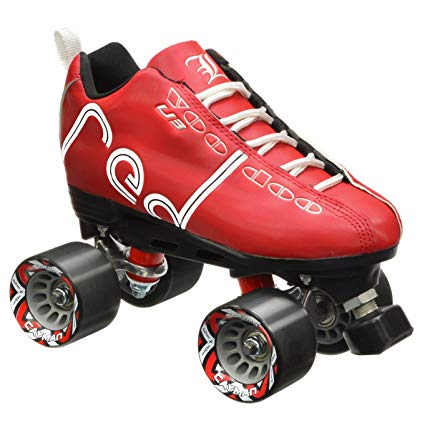 Labeda Voodoo U3 Quad Roller Speed Skates Customized Red Skates with Black Cayman Wheels 8