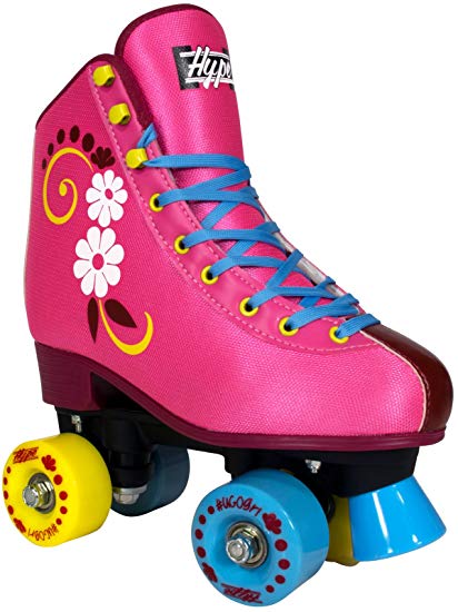 Hype Roller Skates for Girls uGOgrl Kids Quad Roller Skates for Indoor/Outdoor skating | Comfortable, Quality Build, Fun & Cute (Pink with flowers)