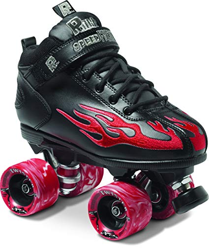 Sure-Grip Rock Black with Red Flame Roller Skates
