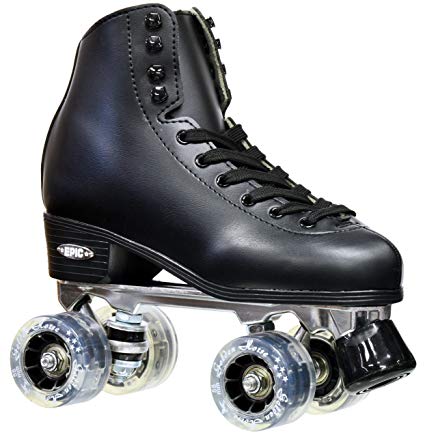 New! Epic Classic Black & Smoke Light Up High-Top Quad Roller Skates w/ Multi-Colored LED Lighted Wheels (Mens 11)